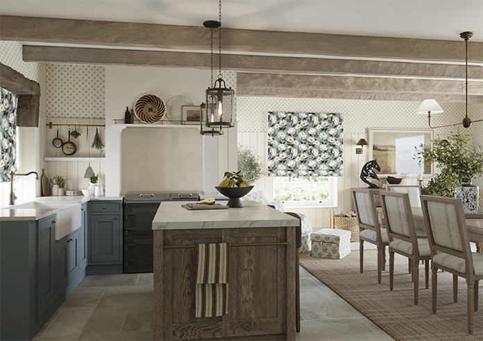 Henley, Henleys Vine Raffs Blue - Roman Blind - Image 6